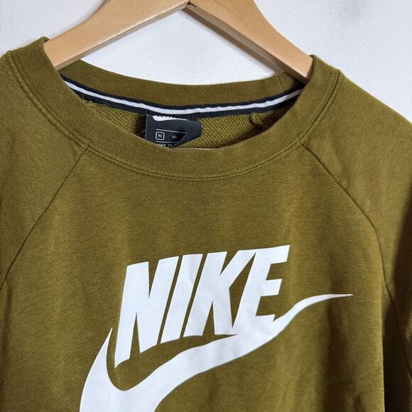 Nike Crew Neck Sweater Mens Solid Mustard Brown XL - Picture 2 of 7